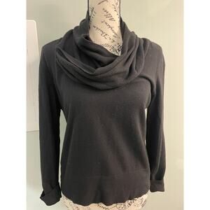 Lafayette 148 New York Classic Black Cowl Neck Sweater 100% Merino Wool Large